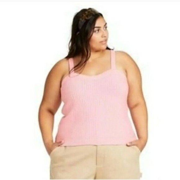 Sandy Liang Tops - Sandy Liang x Target Pink Knit sweetheart Neck Tank Top - size 3X - plus - NWT